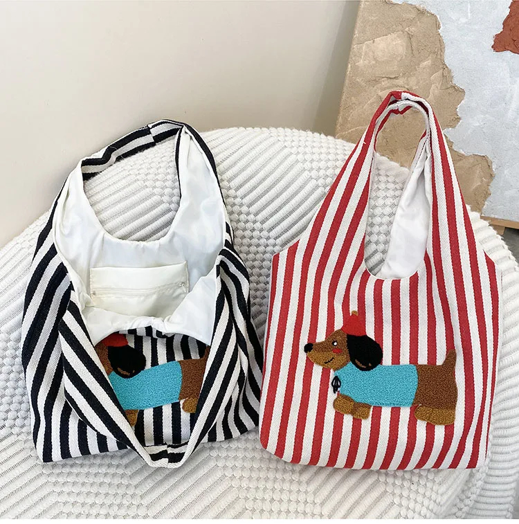 Stylish Dachshund Striped Shoulder Bag (2 Colours) - Ice Cream Cake