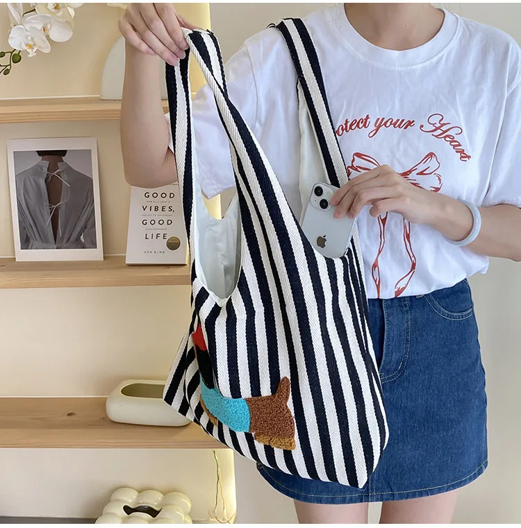 Stylish Dachshund Striped Shoulder Bag (2 Colours) - Ice Cream Cake