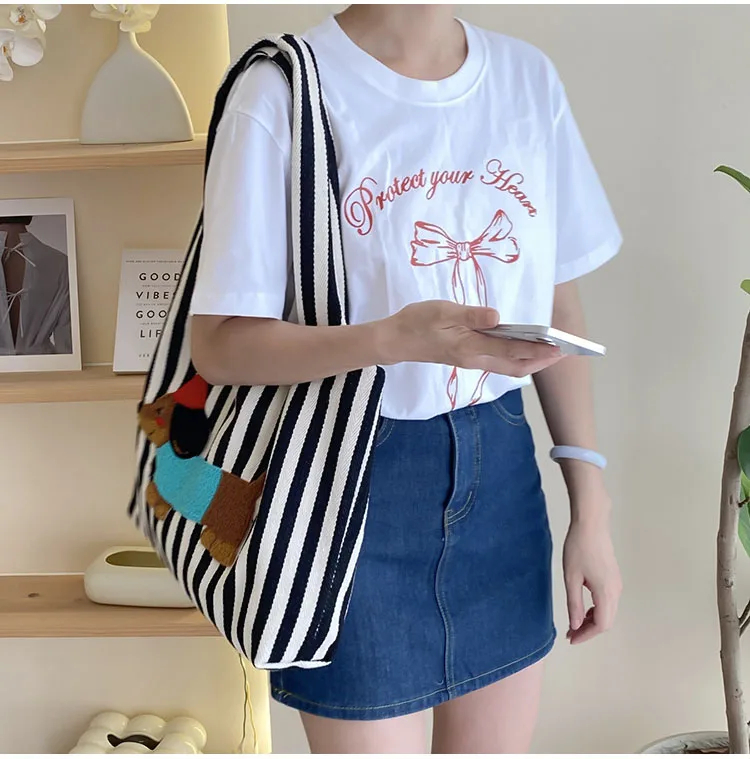 Stylish Dachshund Striped Shoulder Bag (2 Colours) - Ice Cream Cake