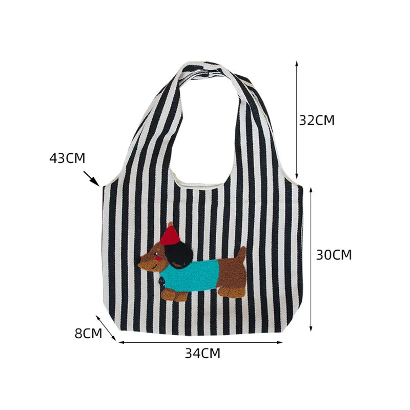 Stylish Dachshund Striped Shoulder Bag (2 Colours) - Ice Cream Cake