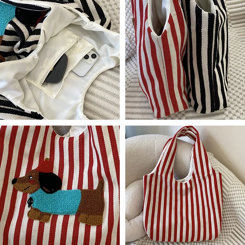 Stylish Dachshund Striped Shoulder Bag (2 Colours) - Ice Cream Cake