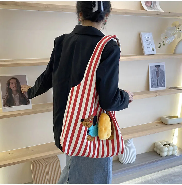 Stylish Dachshund Striped Shoulder Bag (2 Colours) - Ice Cream Cake