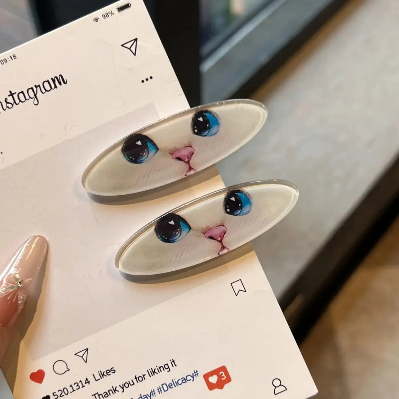 y2K Cat Face Acrylic Hair Claw Clip Sets - Ice Cream Cake