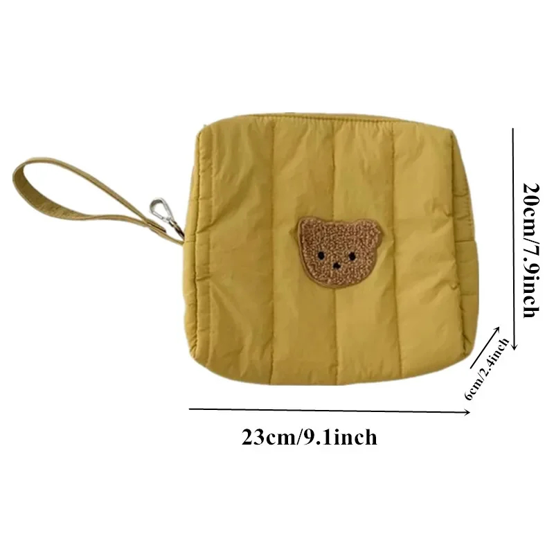 Quilted Teddy Bear Face Zipper Pouch