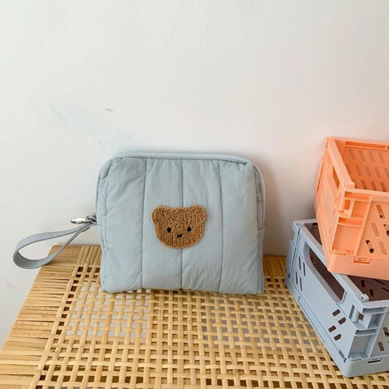 Quilted Teddy Bear Face Zipper Pouch