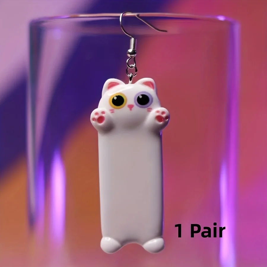 Dangly Cartoon Cat Earrings