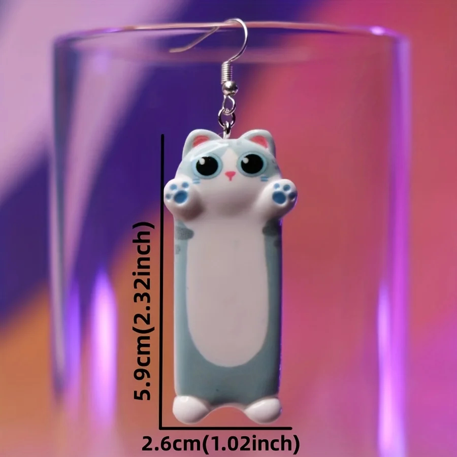 Dangly Cartoon Cat Earrings