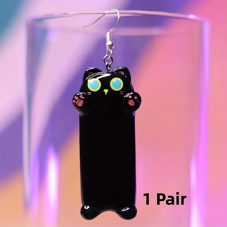 Dangly Cartoon Cat Earrings