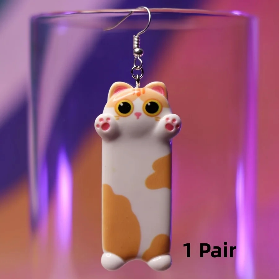 Dangly Cartoon Cat Earrings