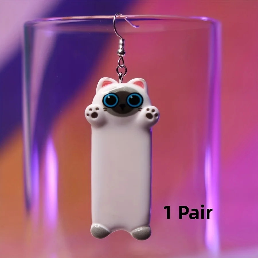 Dangly Cartoon Cat Earrings