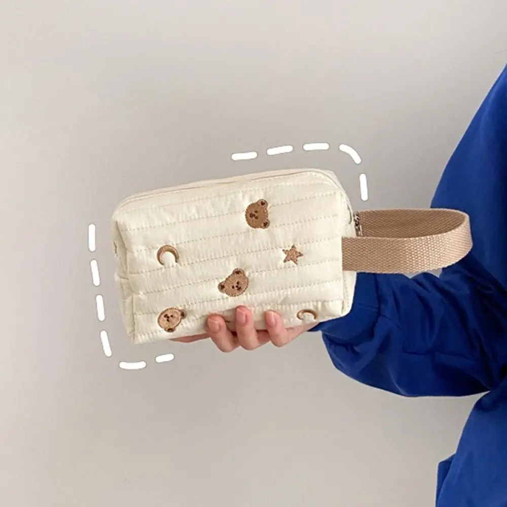 Moon and Stars Teddy Bear Face Zipper Pouch