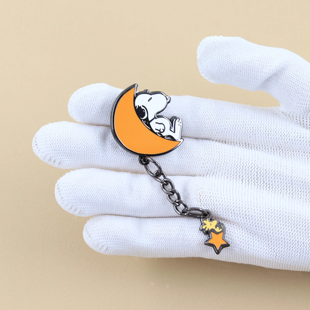Peanuts Comics Snoopy and Woodstock Crescent Moon Enamel Pin