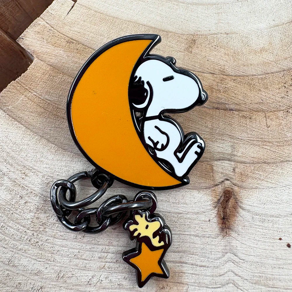 Peanuts Comics Snoopy and Woodstock Crescent Moon Enamel Pin