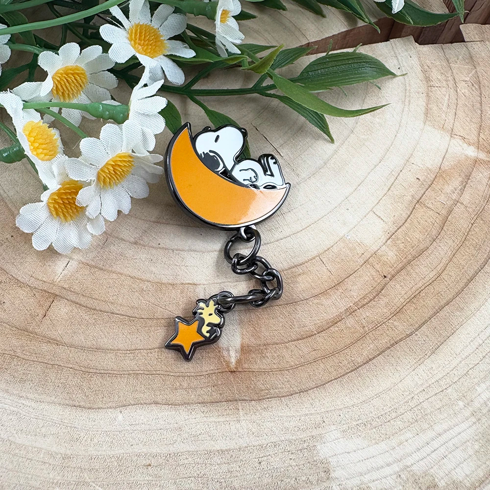 Peanuts Comics Snoopy and Woodstock Crescent Moon Enamel Pin