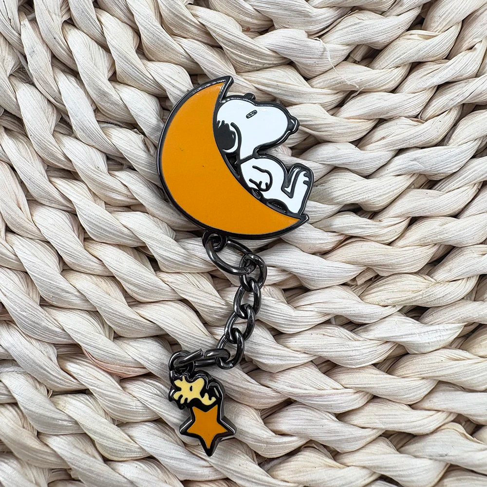 Peanuts Comics Snoopy and Woodstock Crescent Moon Enamel Pin