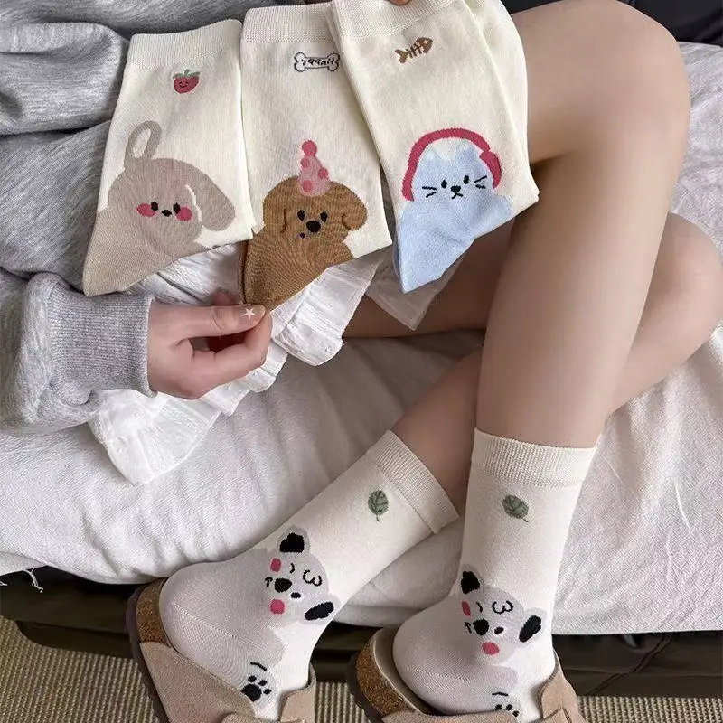 Happy Animal Crew Socks (4 Designs)