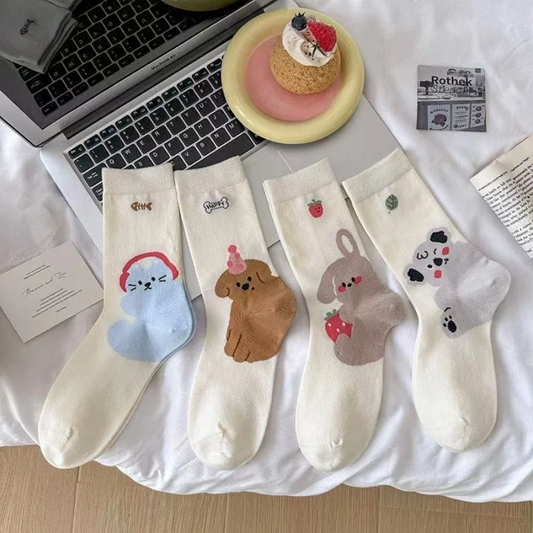 Happy Animal Crew Socks (4 Designs)