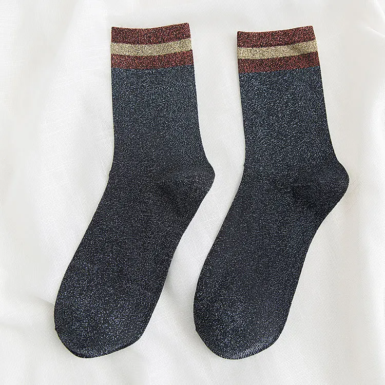 Sparkly Sports Style Stripe Ankle Socks (4 colours)