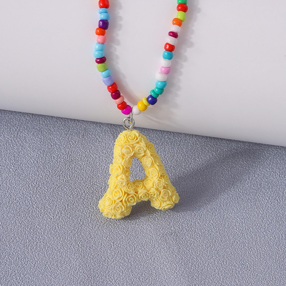 A to Z Floral Letter Initial Necklace (26 Designs) - Ice Cream Cake