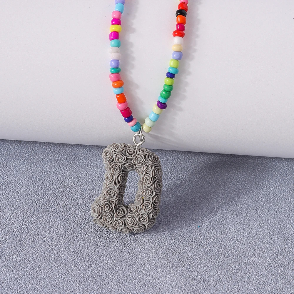 A to Z Floral Letter Initial Necklace (26 Designs) - Ice Cream Cake