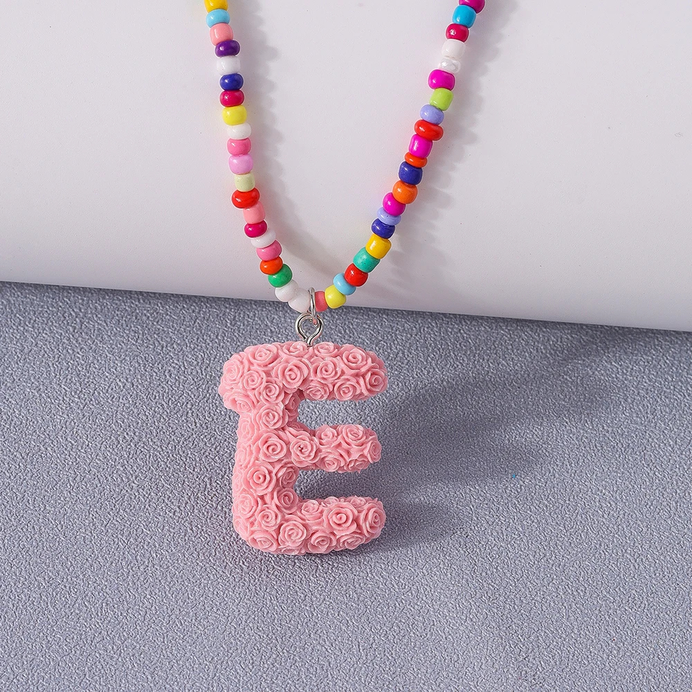 A to Z Floral Letter Initial Necklace (26 Designs) - Ice Cream Cake