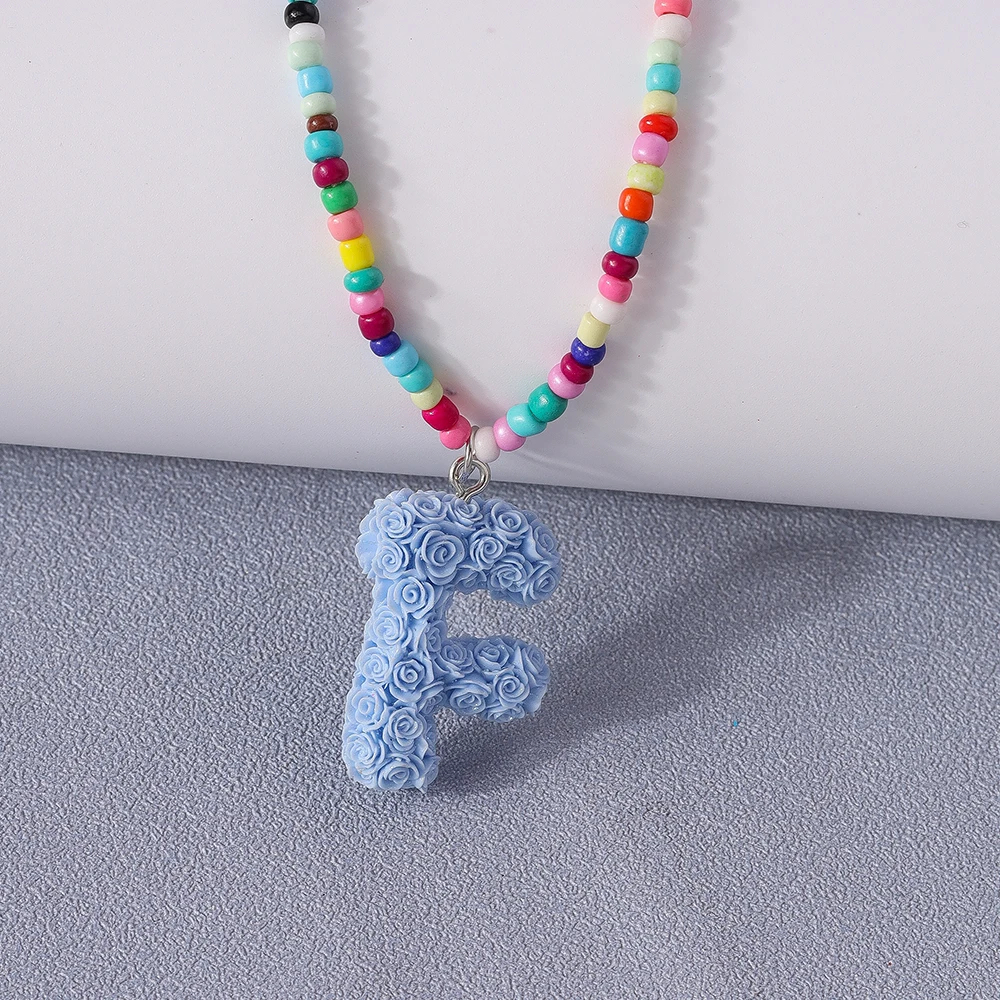 A to Z Floral Letter Initial Necklace (26 Designs) - Ice Cream Cake