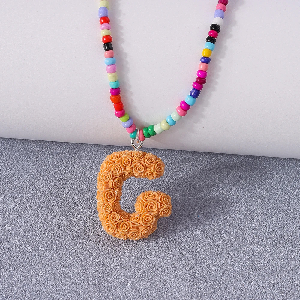 A to Z Floral Letter Initial Necklace (26 Designs) - Ice Cream Cake