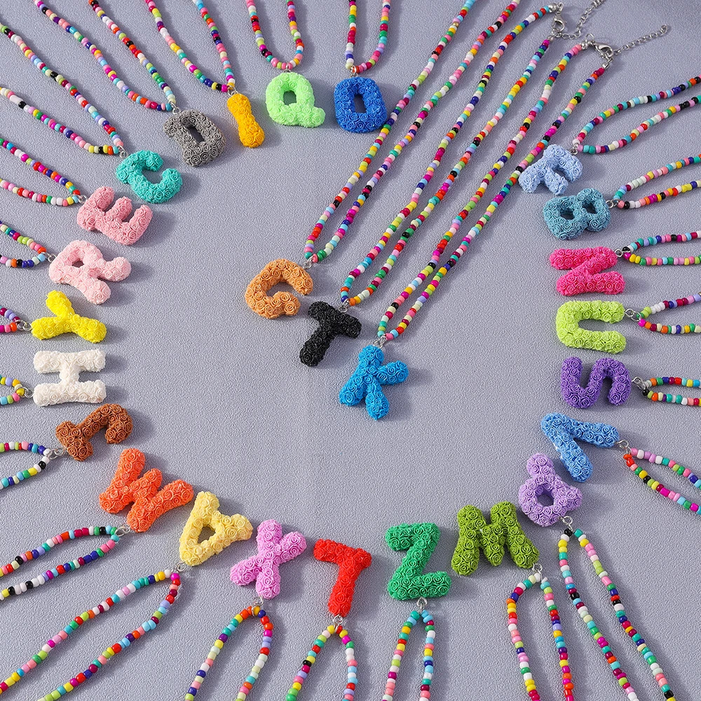 A to Z Floral Letter Initial Necklace (26 Designs) - Ice Cream Cake