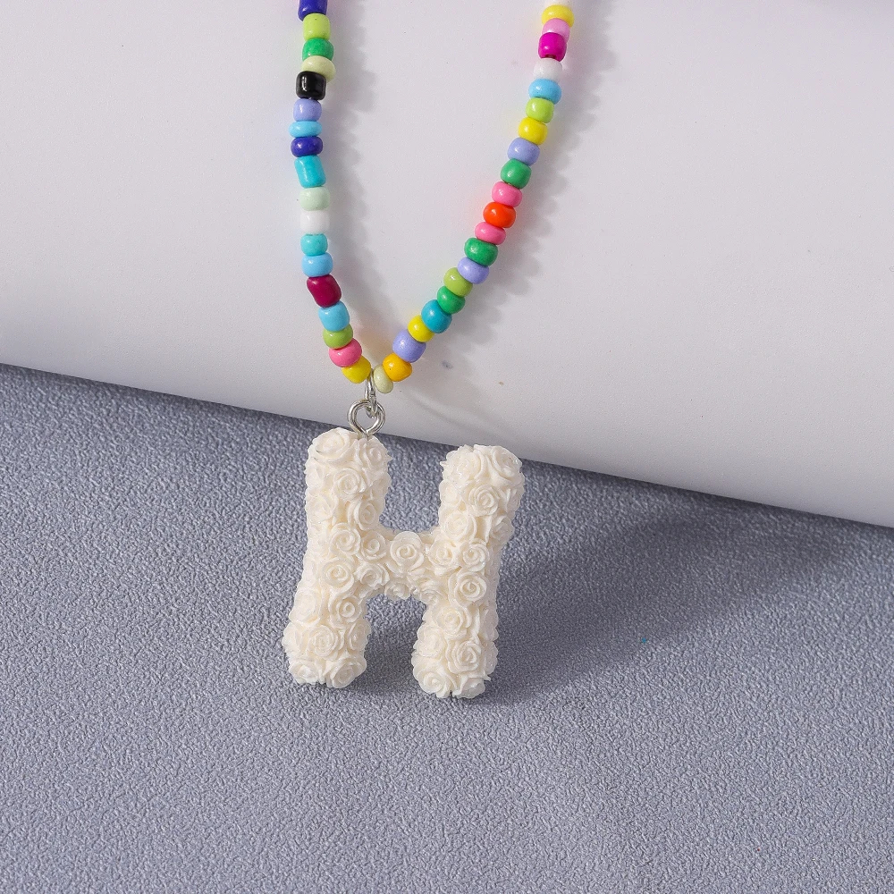 A to Z Floral Letter Initial Necklace (26 Designs) - Ice Cream Cake