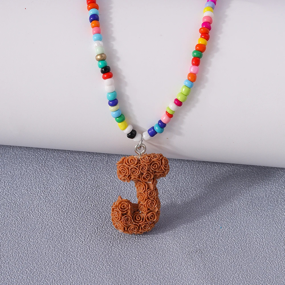 A to Z Floral Letter Initial Necklace (26 Designs) - Ice Cream Cake