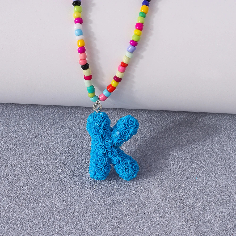 A to Z Floral Letter Initial Necklace (26 Designs) - Ice Cream Cake