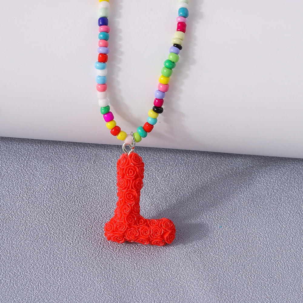 A to Z Floral Letter Initial Necklace (26 Designs) - Ice Cream Cake