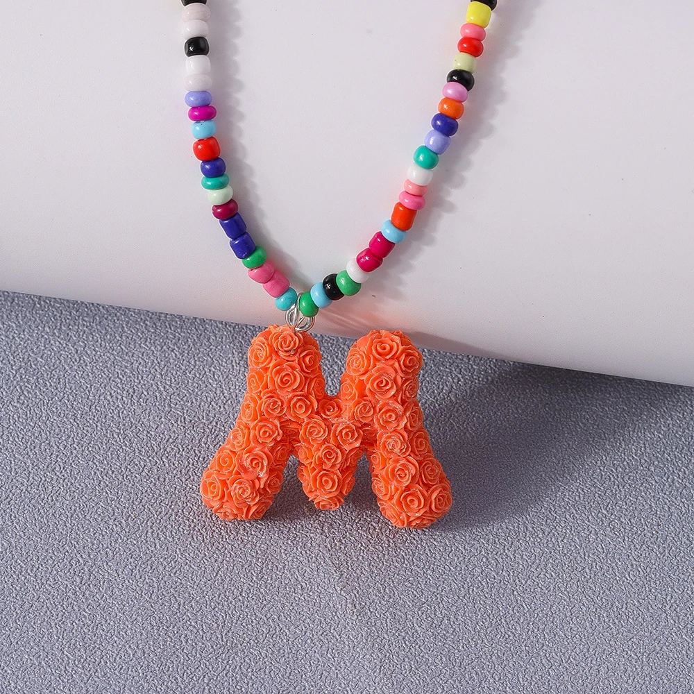 A to Z Floral Letter Initial Necklace (26 Designs) - Ice Cream Cake