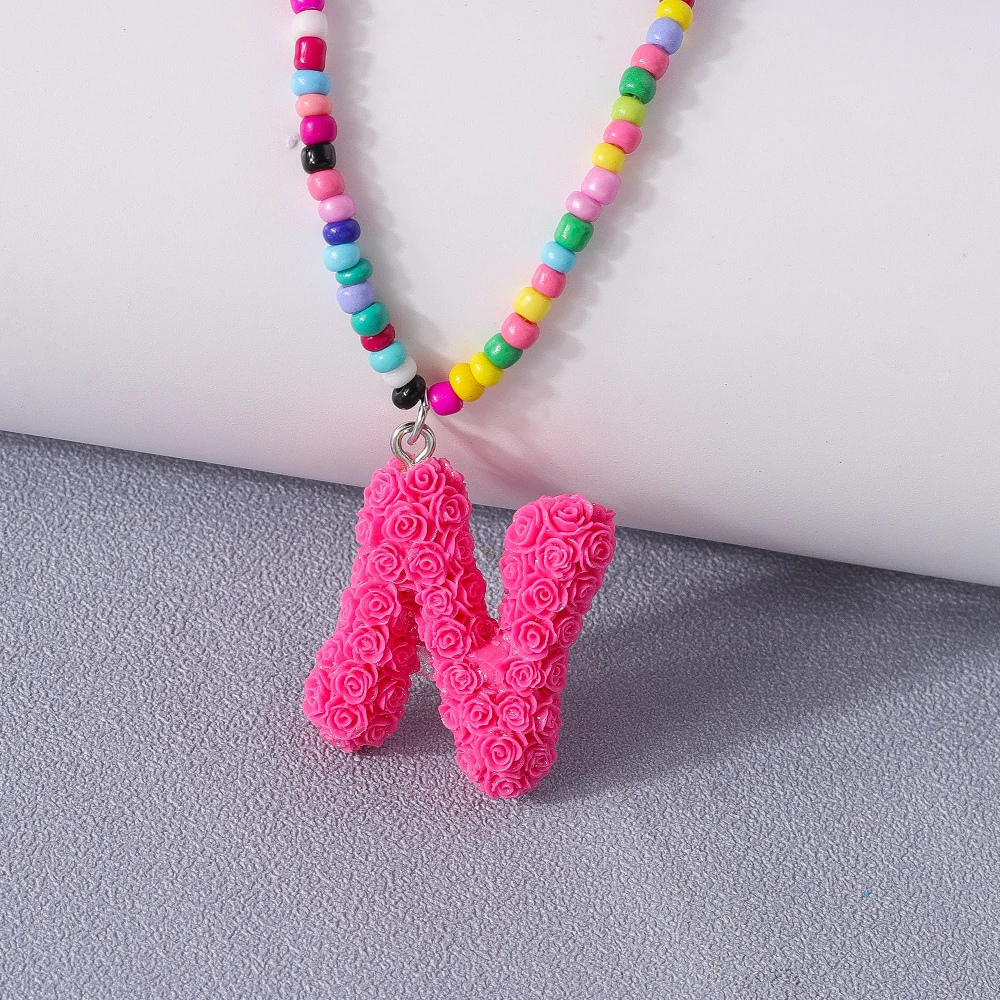 A to Z Floral Letter Initial Necklace (26 Designs) - Ice Cream Cake