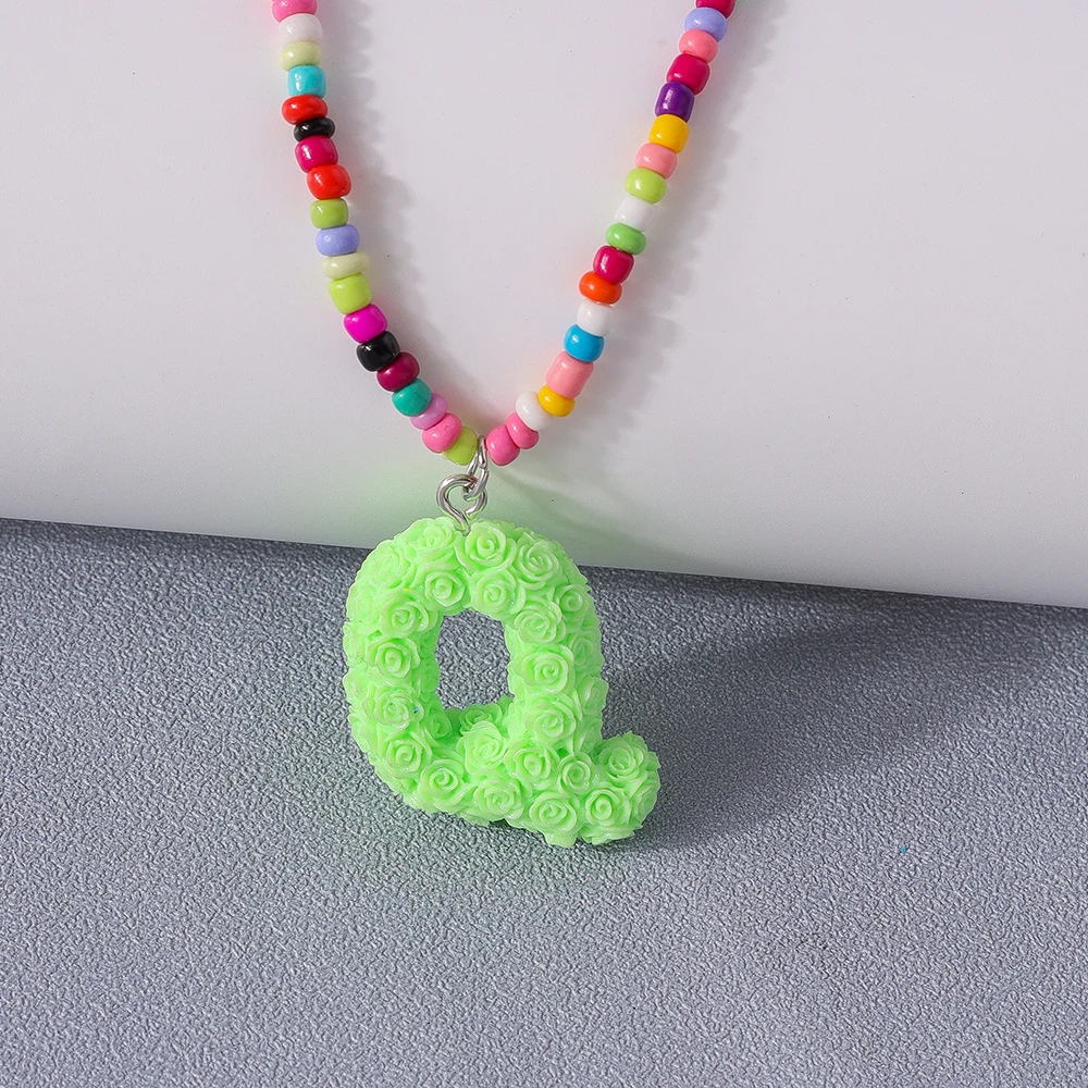 A to Z Floral Letter Initial Necklace (26 Designs) - Ice Cream Cake