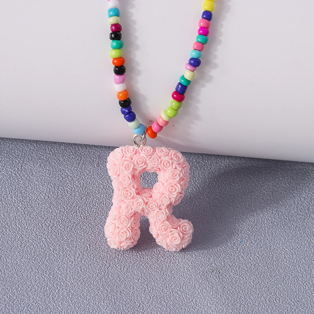 A to Z Floral Letter Initial Necklace (26 Designs) - Ice Cream Cake