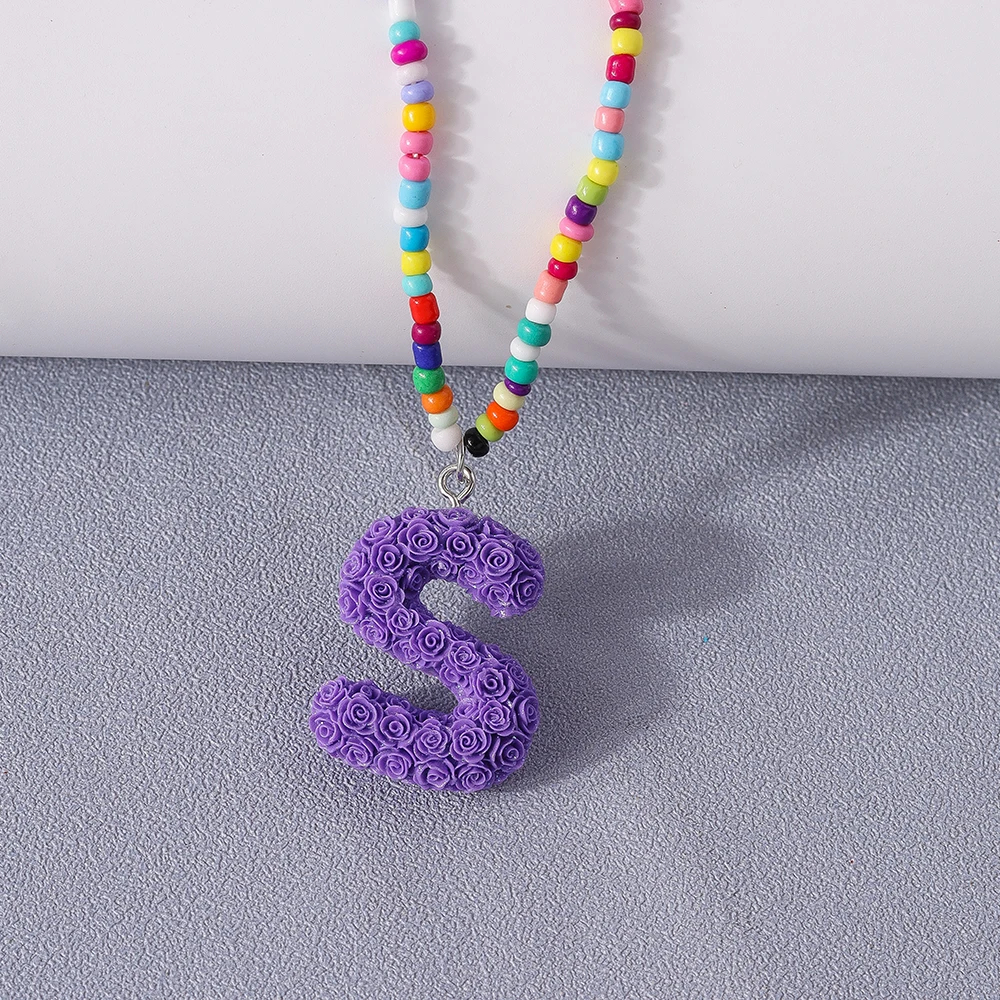 A to Z Floral Letter Initial Necklace (26 Designs) - Ice Cream Cake