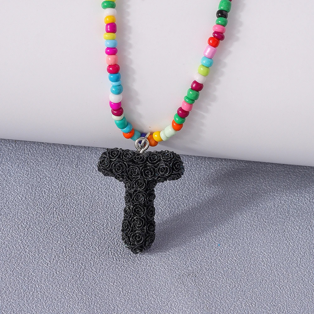 A to Z Floral Letter Initial Necklace (26 Designs) - Ice Cream Cake