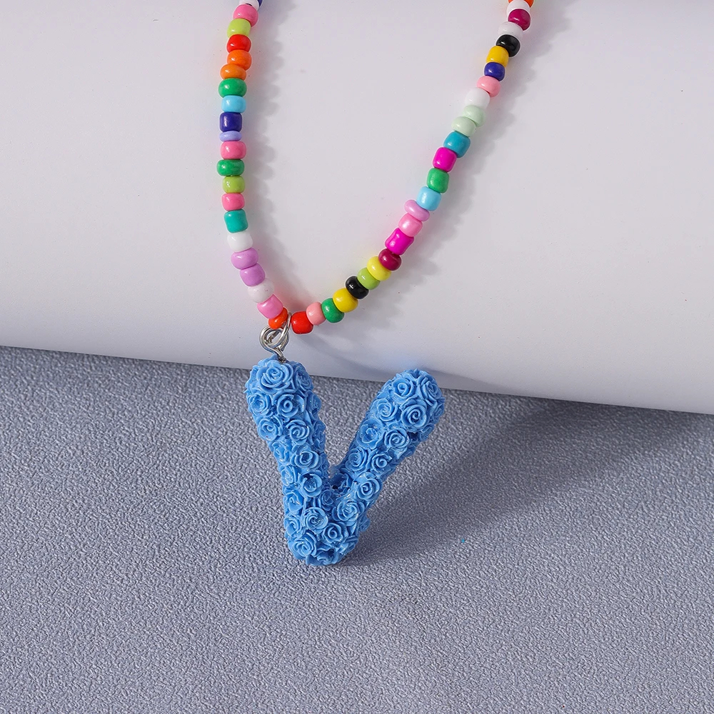 A to Z Floral Letter Initial Necklace (26 Designs) - Ice Cream Cake