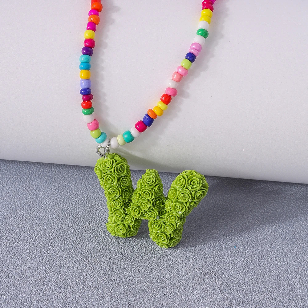 A to Z Floral Letter Initial Necklace (26 Designs) - Ice Cream Cake