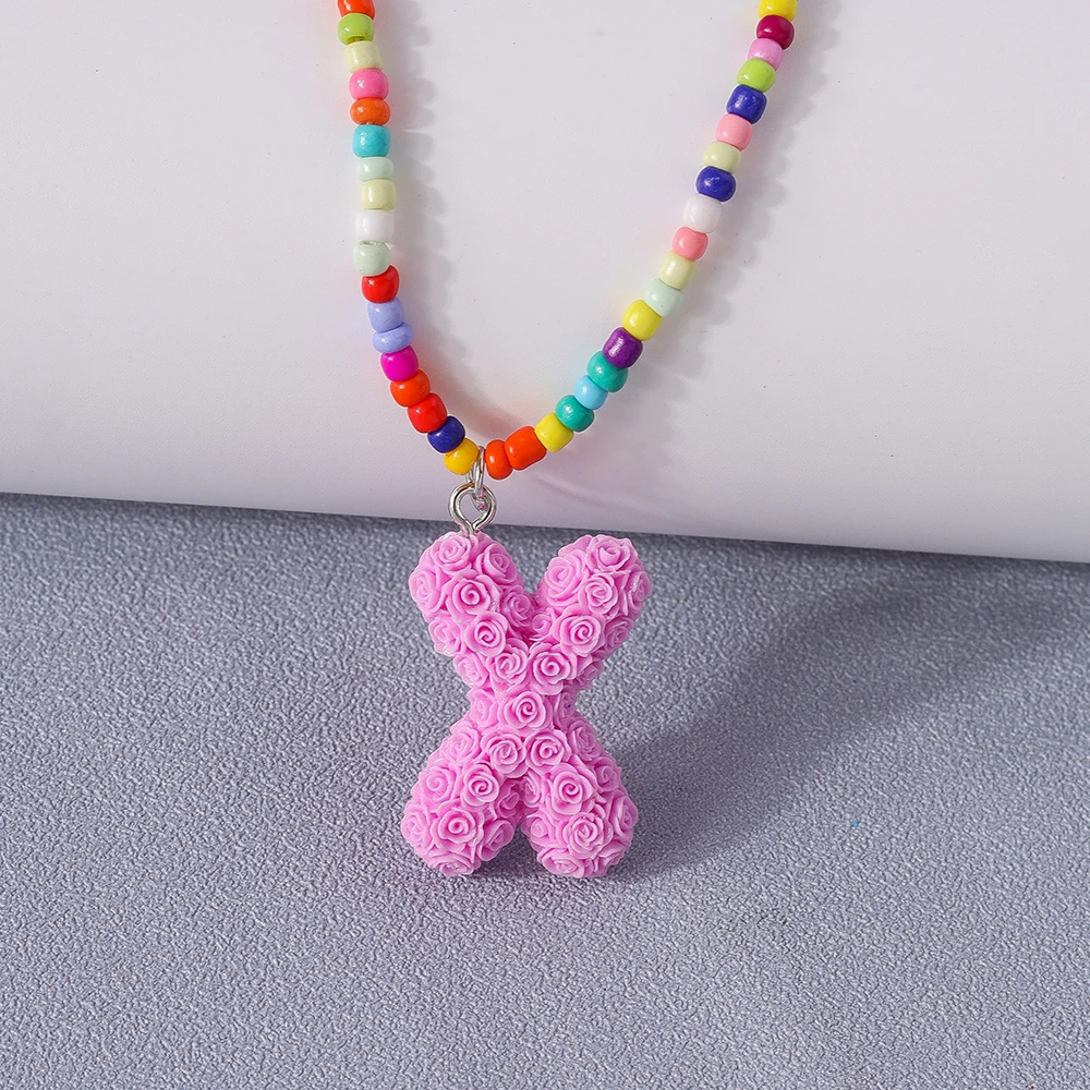 A to Z Floral Letter Initial Necklace (26 Designs) - Ice Cream Cake