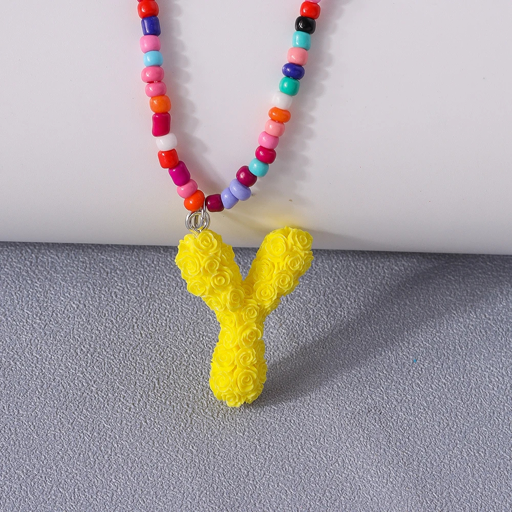 A to Z Floral Letter Initial Necklace (26 Designs) - Ice Cream Cake