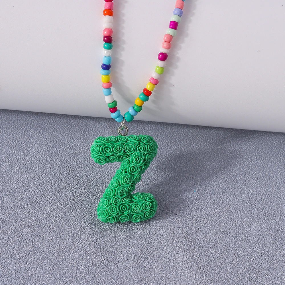 A to Z Floral Letter Initial Necklace (26 Designs) - Ice Cream Cake