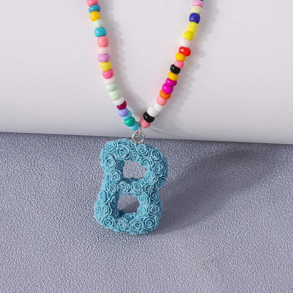 A to Z Floral Letter Initial Necklace (26 Designs) - Ice Cream Cake