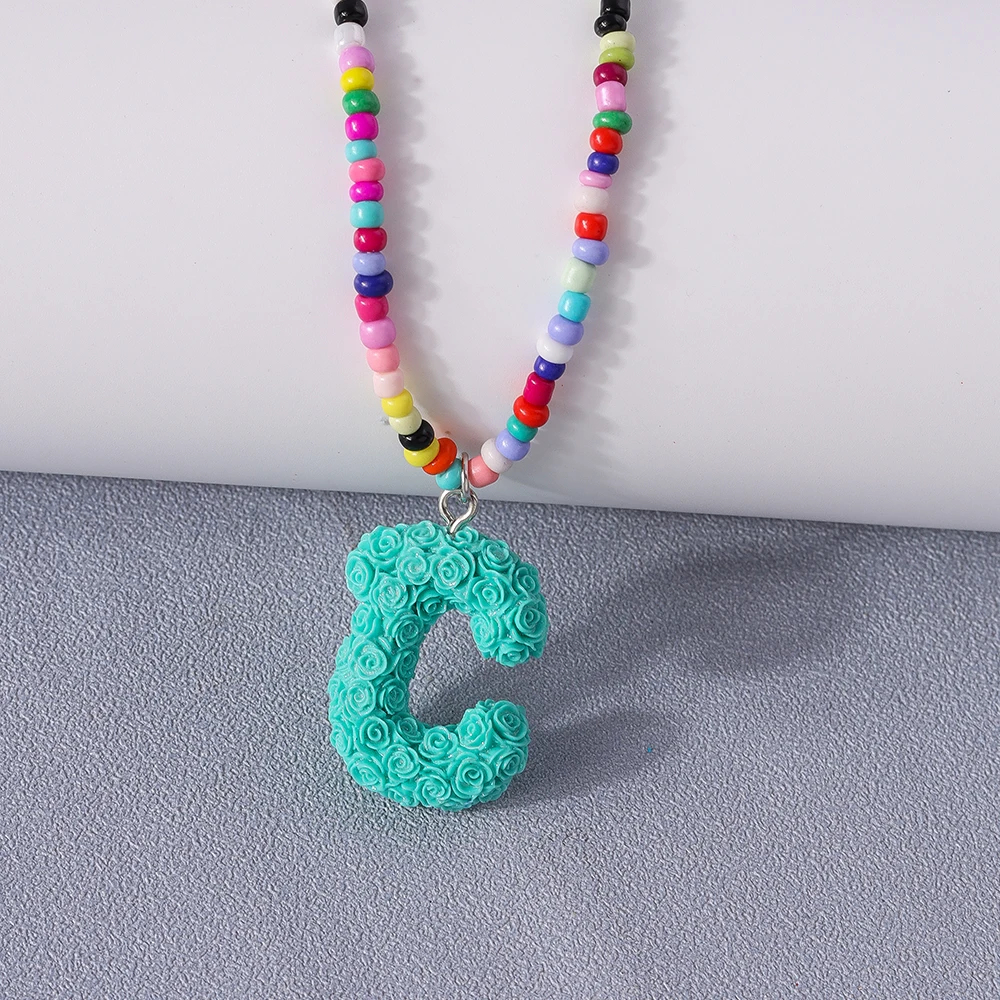 A to Z Floral Letter Initial Necklace (26 Designs) - Ice Cream Cake