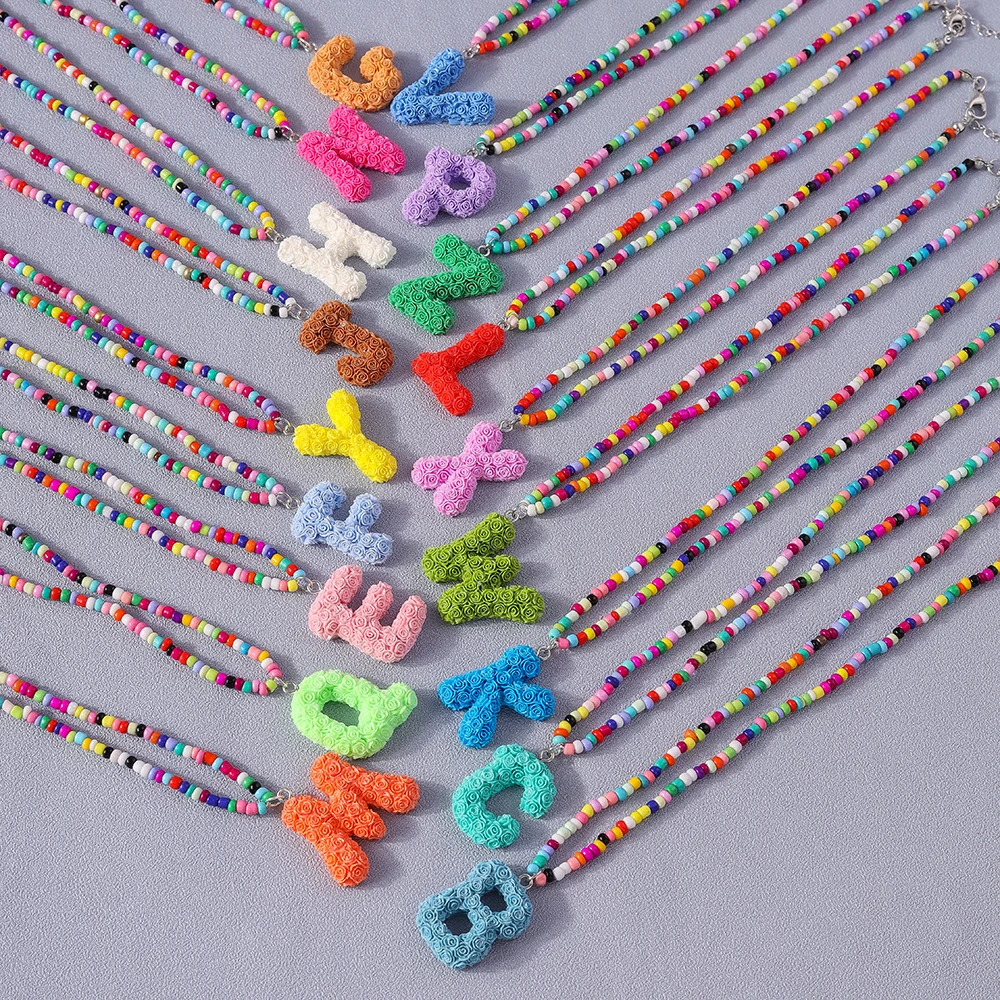 A to Z Floral Letter Initial Necklace (26 Designs) - Ice Cream Cake