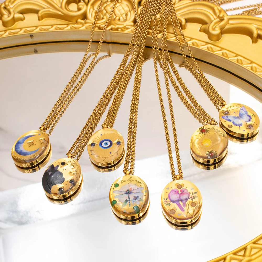 Whimsical Print Charm Necklace (7 Designs) - Ice Cream Cake