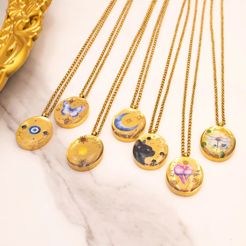 Whimsical Print Charm Necklace (7 Designs) - Ice Cream Cake