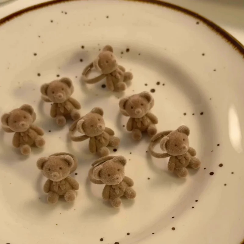 Flocked Teddy Bear Ring