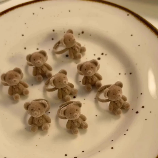 Flocked Teddy Bear Ring